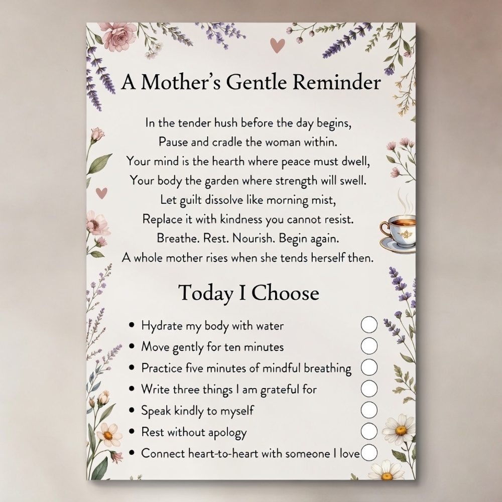 Floral Motivational Earsable Check List For Moms Comes With One Marker